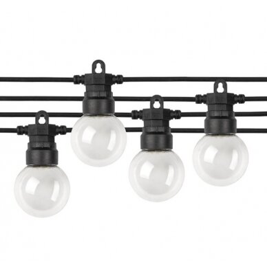 LED lauko girlianda, juoda, 13m, 20 lizdų, 6W, šalta balta šviesa 1