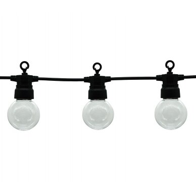 LED lauko girlianda, juoda, 13m, 20 lizdų, 6W, šilta balta šviesa
