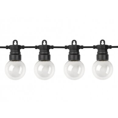 LED lauko girlianda, juoda, 13m, 20 lizdų, 6W, šilta balta šviesa 1 LED lauko girlianda, juoda, 13m, 20 lizdų, 6W, šilta balta šviesa 1