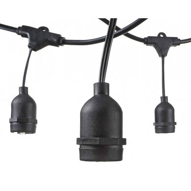 LED Outdoor String Light, Black, 14.4m, 15Pcs., Suspended Sockets, without Bulbs