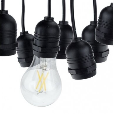 LED Outdoor String Light, Black, 14.4m, 15Pcs., Suspended Sockets, without Bulbs 1