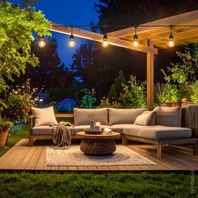 LED Outdoor String Light, Black, 14.4m, 15Pcs., Suspended Sockets, without Bulbs 5