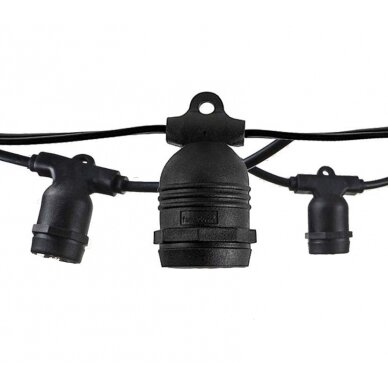 LED Outdoor String Light, Black, 14.4m, 15Pcs., without Bulbs