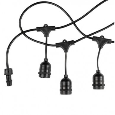 LED Outdoor String Light, Black, 6m, 10Pcs., Suspended Sockets, without Bulbs 2