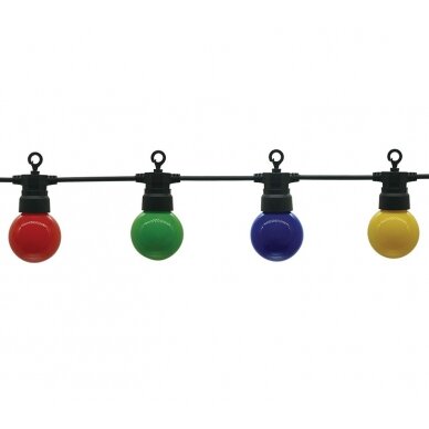 LED Outdoor String Light, Black, 8m, 10Pcs., 3W, Colorful