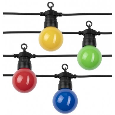 LED Outdoor String Light, Black, 8m, 10Pcs., 3W, Colorful 1