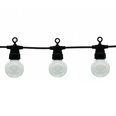 LED Outdoor String Light, Black, 8m, 10Pcs., 3W, White Light