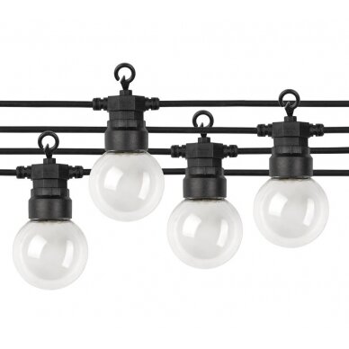 LED Outdoor String Light, Black, 8m, 10Pcs., 3W, White Light 1