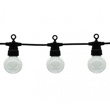 LED lauko girlianda, juoda, 8m, 10 lizdų, 3W, šilta balta šviesa