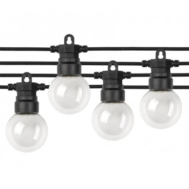 LED lauko girlianda, juoda, 8m, 10 lizdų, 3W, šilta balta šviesa 1