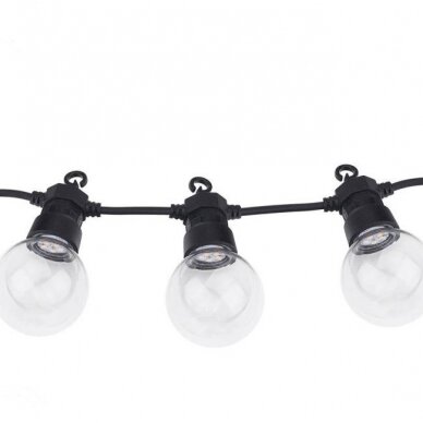 LED lauko girlianda, juoda, 8m, 10 lizdų, 3W, šilta balta šviesa 2