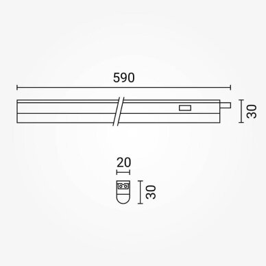 LED Tube T5 6.5W, with switch, Warm Light 2