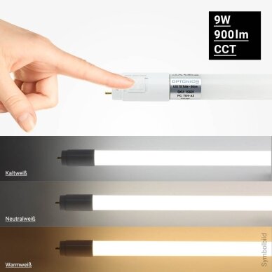 LED Tube T8 9W, Glass, CCT 3