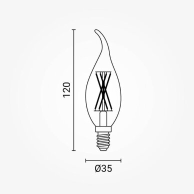 LED lemputė E14 C35 4W, tip, dimeriuojama, šilta balta šviesa 1