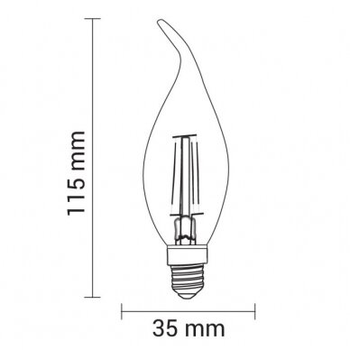 LED lemputė E14 C35 4W, tip, neutrali balta šviesa 1