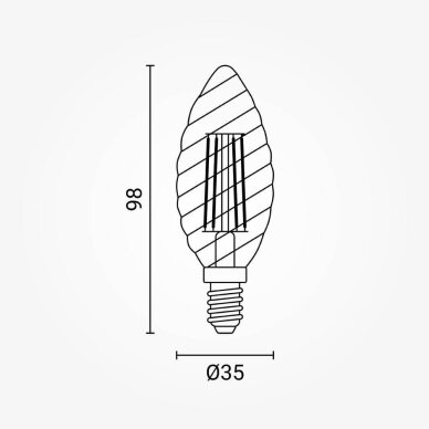 LED lemputė E14 C35 4W, twist, šilta balta šviesa 1