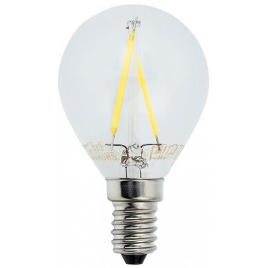 LED lemputė E14 G45 2W, šilta balta šviesa