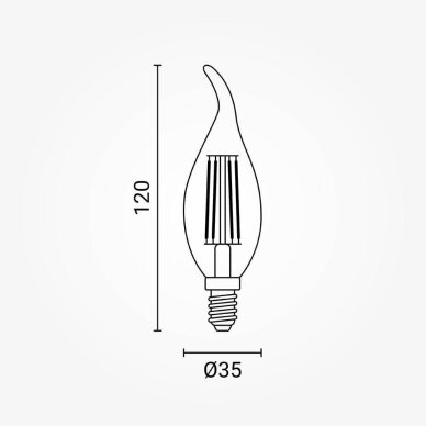 LED Bulb E14 T35 4W, Tip, Golden, Warm Light 1