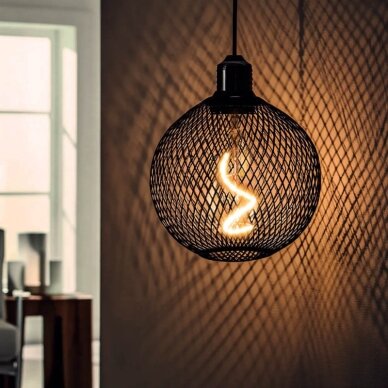 LED lemputė E27 2.5W, ažūrinis gaubtas, juodas, šilta balta šviesa 3