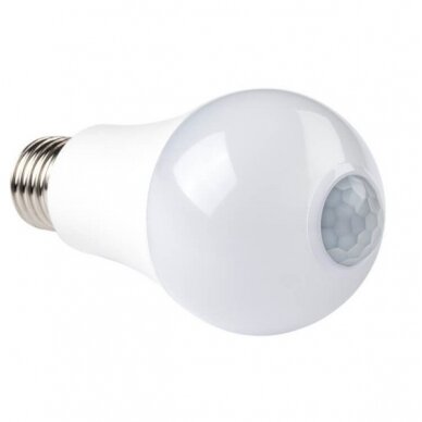 LED lemputė E27 7W, PIR jutiklis, neutrali balta šviesa 1
