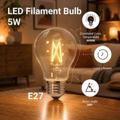 LED Bulb E27 A60 5W, White Light 2