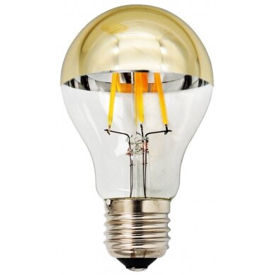 LED lemputė E27 A60 7W, pusiau auksinė, šilta balta šviesa