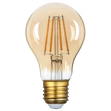 LED lemputė E27 A60 8W, auksinė, šilta balta šviesa