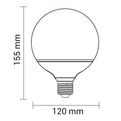 LED lemputė E27 G120 15W, šilta balta šviesa 1