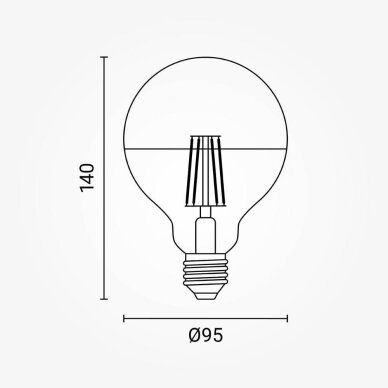 LED Bulb E27 G95 4W, Half Silver, Warm Light 2