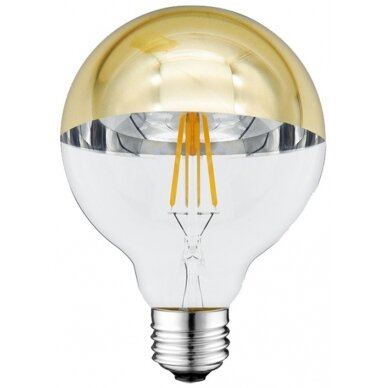 LED lemputė E27 G95 7W, pusiau auksinė, šilta balta šviesa