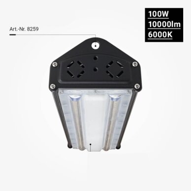 LED linijinis aukštuminis šviestuvas, 100W, šalta balta šviesa, IP65, IK08 2 LED linijinis aukštuminis šviestuvas, 100W, šalta balta šviesa, IP65, IK08 2