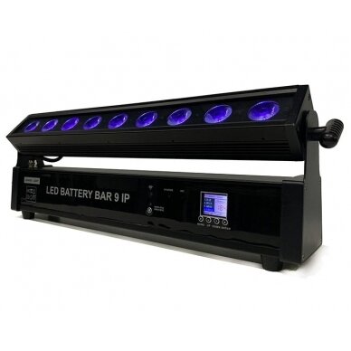 LED linijinis prožektorius, 9x10W, RGBA UV, su baterija, nuotolinis valdymas, vandeniui atsparus, 6in1 LED linijinis prožektorius, 9x10W, RGBA UV, su baterija, nuotolinis valdymas, vandeniui atsparus, 6in1