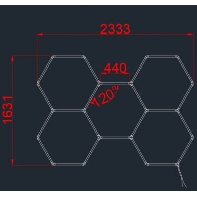 LED korys (hexagon), 5HEX, 192W, šalta balta šviesa 3