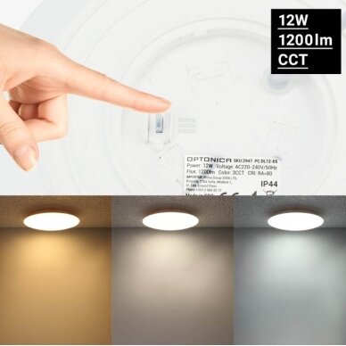 LED Ceiling Light, White Body, 12W, 3CCT 3