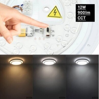 LED Ceiling Light, 12W, White/Silver, CCT Light 4