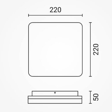 LED Ceiling Light, Square, Microwave Sensor, 18W, CCT 3000K-6000K 6