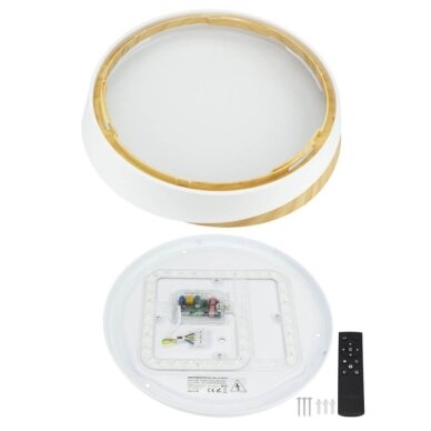 LED Ceiling Light, 20W, White/Light Wood, Memory, Remote Control, 3CCT 3