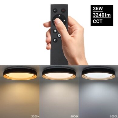 LED lubų šviestuvas, 20W, apvalus, juodas/auksinis, atmintis, nuotolinis valdymas, CCT šviesa 2 LED lubų šviestuvas, 20W, apvalus, juodas/auksinis, atmintis, nuotolinis valdymas, CCT šviesa 2