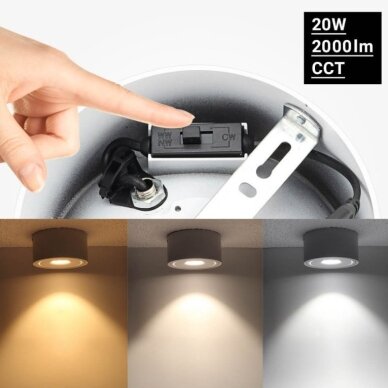 LED Downlight, 20W, Round, Rotatable, White, CCT 3