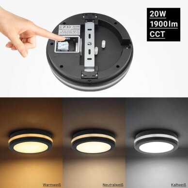 LED lubų šviestuvas, 20W, juodas, CCT šviesa 2