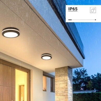 LED Outdoor Ceiling Light, Black, 20W, CCT, Microwave Sensor 3