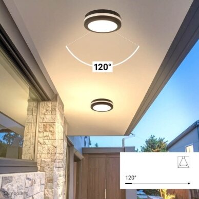 LED Outdoor Ceiling Light, Black, 20W, CCT, Microwave Sensor 4