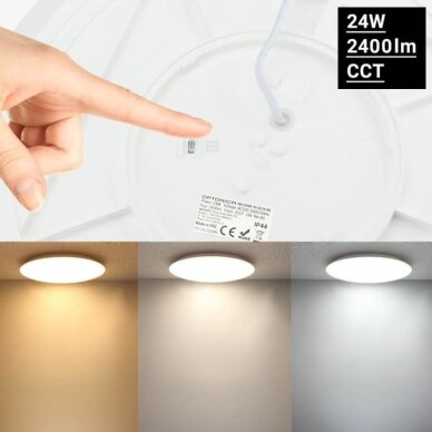 LED Ceiling Light, White Body, 24W, 3CCT 3
