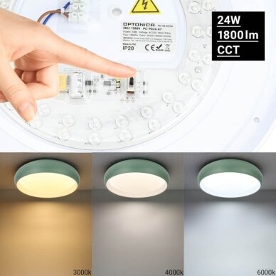 LED Ceiling Light, 24W, White/Reseda, CCT Light 2