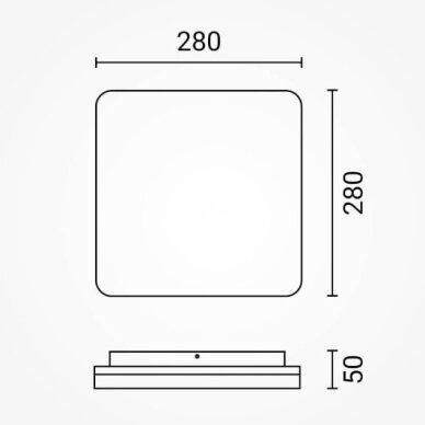 LED Ceiling Light, Square, 24W, CCT 3000K-6000K 5