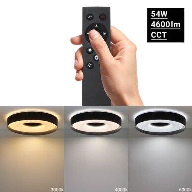 LED lubų šviestuvas, 36W, apvalus, juodas, atmintis, nuotolinis valdymas, CCT šviesa 2 LED lubų šviestuvas, 36W, apvalus, juodas, atmintis, nuotolinis valdymas, CCT šviesa 2