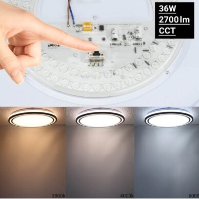 LED Ceiling Light, 36W, White/Black, CCT Light 3