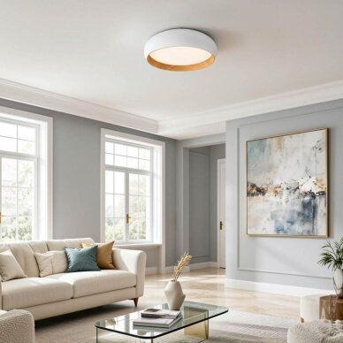 LED Ceiling Light, 36W, White/Wood, CCT Light 3