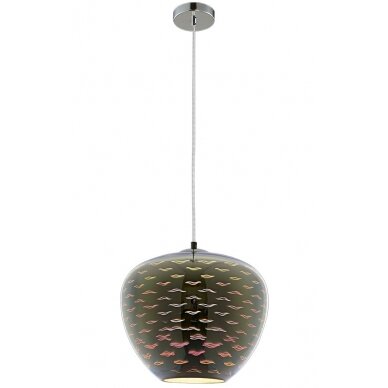 LED lubų šviestuvas, 3D stiklas, D290mm, chrominės bangelės