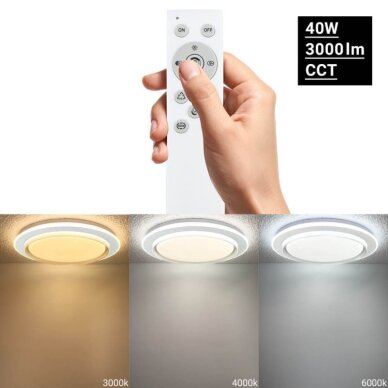 LED lubų šviestuvas, 40W, apvalus, juodas, atmintis, nuotolinis valdymas, RGB, CCT šviesa 3 LED lubų šviestuvas, 40W, apvalus, juodas, atmintis, nuotolinis valdymas, RGB, CCT šviesa 3